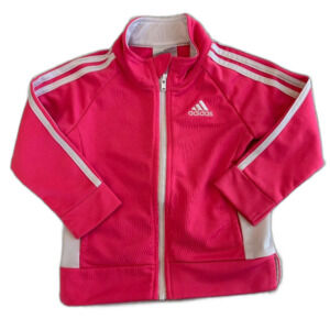 ADIDAS STRIPES TODDLER GIRLS NEON PINK TRACKSUIT SWEATSUIT COAT JACKET 18 MONTHS